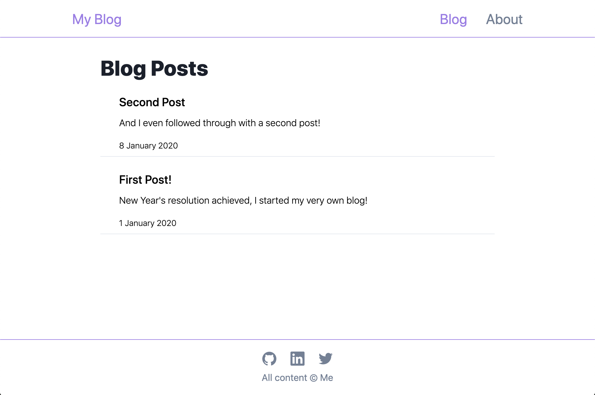 Finished blog starter app